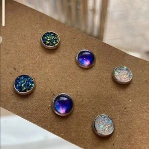 NEW Faux Druzy Stud Jewelry Earring Set